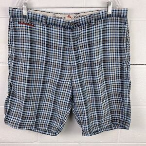 Tommy Bahama men’s blue plaid linen shorts